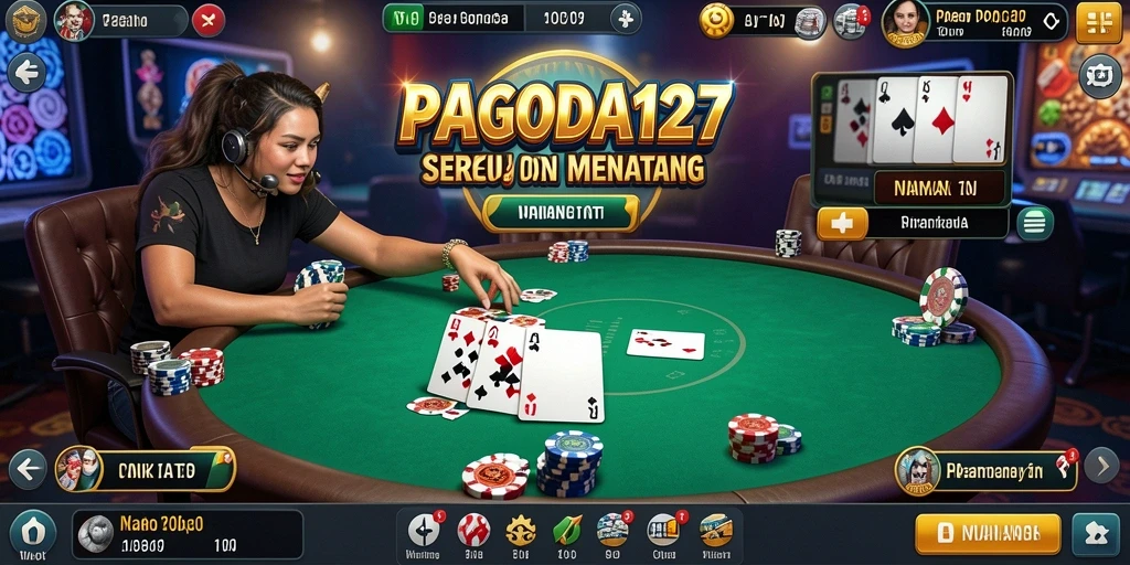 Screenshot gameplay PAGODA127 menampilkan aksi poker yang seru dan menarik.