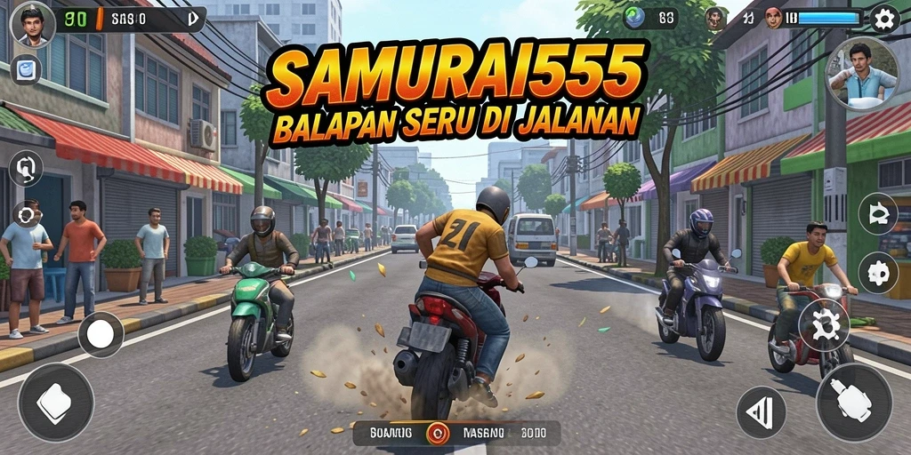Screenshot menampilkan aksi balapan mendebarkan di SAMURAI555.