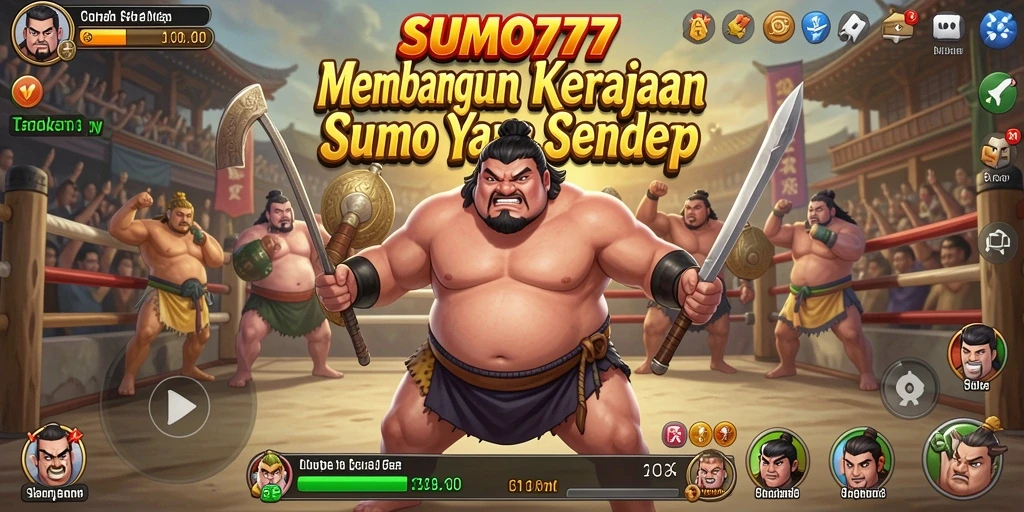 Tampilan gameplay SUMO777 yang seru saat mengelola tim sumo.