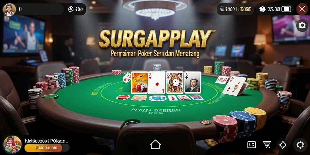 Tampilan gameplay SURGAPLAY dengan aksi poker yang mendebarkan.